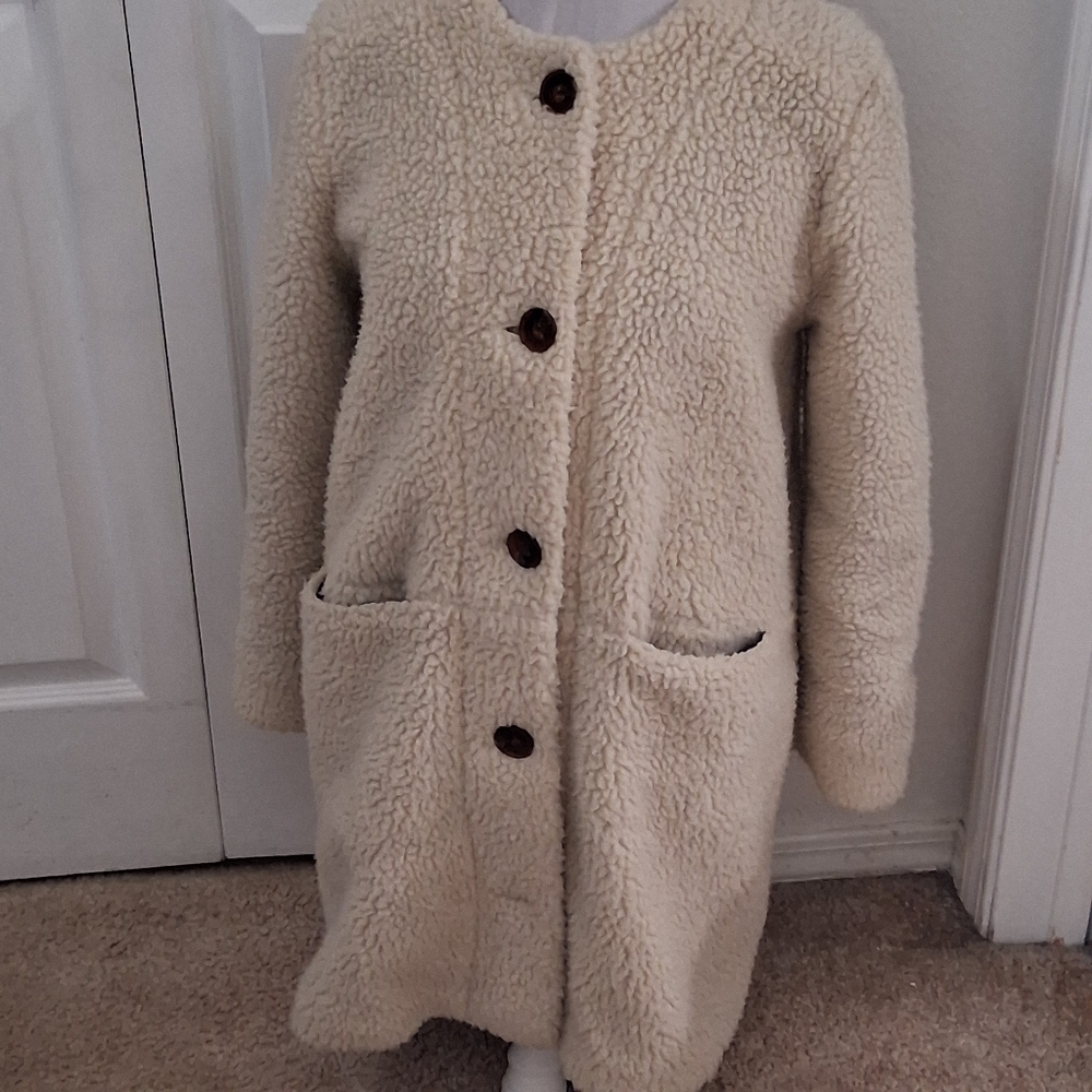 Loup Carly Faux Shearling Button Up Coat Size S - Picture 4 of 10